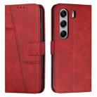 For Tecno Camon 40 Pro 5G Stitching Calf Texture Buckle Leather Phone Case(Red) - 1