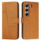 For Tecno Camon 40 Pro 5G Stitching Calf Texture Buckle Leather Phone Case(Yellow) - 1