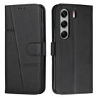 For Tecno Camon 40 Pro 4G Stitching Calf Texture Buckle Leather Phone Case(Black) - 1