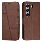 For Tecno Camon 40 Pro 4G Stitching Calf Texture Buckle Leather Phone Case(Brown) - 1