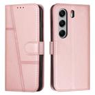 For Tecno Camon 40 Pro 4G Stitching Calf Texture Buckle Leather Phone Case(Rose Gold) - 1