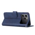 For Tecno Spark 40 4G Stitching Calf Texture Buckle Leather Phone Case(Blue) - 3
