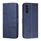 For Samsung Galaxy A25 5G Stitching Calf Texture Buckle Leather Phone Case(Blue) - 1