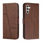 For Samsung Galaxy S23 FE 5G Stitching Calf Texture Buckle Leather Phone Case(Brown) - 1