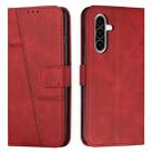 For Samsung Galaxy A36 5G Stitching Calf Texture Buckle Leather Phone Case(Red) - 1