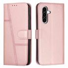 For Samsung Galaxy A36 5G Stitching Calf Texture Buckle Leather Phone Case(Rose Gold) - 1