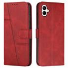 For Samsung Galaxy A07 4G Stitching Calf Texture Buckle Leather Phone Case(Red) - 1