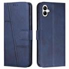 For Samsung Galaxy A07 4G Stitching Calf Texture Buckle Leather Phone Case(Blue) - 1