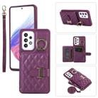 For Samsung Galaxy A53 5G Horizontal Card Bag Ring Holder Phone Case with Dual Lanyard(Dark Purple) - 1