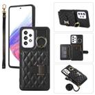 For Samsung Galaxy A53 5G Horizontal Card Bag Ring Holder Phone Case with Dual Lanyard(Black) - 1