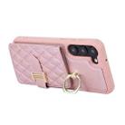 For Samsung Galaxy S21+ 5G Horizontal Card Bag Ring Holder Phone Case with Dual Lanyard(Rose Gold) - 4
