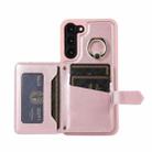 For Samsung Galaxy S21+ 5G Horizontal Card Bag Ring Holder Phone Case with Dual Lanyard(Rose Gold) - 6
