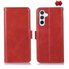 For Samsung Galaxy S25 FE 5G Crazy Horse Top Layer Cowhide Leather Phone Case(Red) - 1