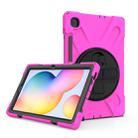 For Samsung Galaxy Tab S6 Lite P610 Shockproof Colorful Silicone + PC Protective Case with Holder & Shoulder Strap & Hand Strap & Pen Slot(Rose Red) - 1