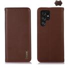 For Samsung Galaxy S24 Ultra KHAZNEH Nappa Top Layer Cowhide Leather Phone Case(Brown) - 1