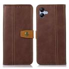 For Samsung Galaxy A05 4G Stitching Thread Calf Texture Leather Phone Case(Coffee) - 1
