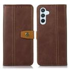 For Samsung Galaxy A05s 4G Stitching Thread Calf Texture Leather Phone Case(Coffee) - 1