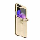 For Samsung Galaxy Z Flip5 Electroplated Embossed Leather Phone Case with Ring(Gold) - 1