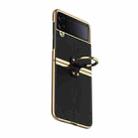 For Samsung Galaxy Z Flip4 Electroplated Embossed Leather Phone Case with Ring(Black) - 1