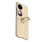 For Huawei P50 Pocket Electroplated Embossed Leather Phone Case with Ring(Gold) - 1