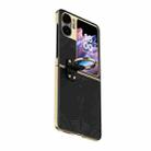 For OPPO Find N2 Flip Electroplated Embossed Leather Phone Case with Ring(Black) - 1