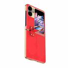 For OPPO Find N2 Flip Electroplated Embossed Leather Phone Case with Ring(Red) - 1