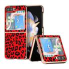 For Samsung Galaxy Z Flip5 Nano Plating Leopard Print Phone Case(Red) - 1