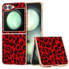 For Samsung Galaxy Z Flip6 Nano Plating Leopard Print Phone Case(Red) - 1