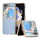 For Samsung Galaxy Z Flip5 Genuine Leather Mino Series Nano Plating Phone Case(Blue) - 1