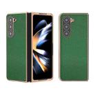 For Samsung Galaxy Z Fold5 Genuine Leather Mino Series Nano Plating Phone Case(Green) - 1