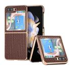 For Samsung Galaxy Z Flip5 Genuine Leather Luxury Series Nano Plating Phone Case(Coffee) - 1