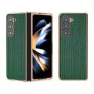 For Samsung Galaxy Z Fold5 Genuine Leather Luxury Series Nano Plating Phone Case(Dark Green) - 1