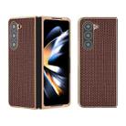 For Samsung Galaxy Z Fold5 Genuine Leather Luxury Series Nano Plating Phone Case(Coffee) - 1