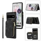 For Google Pixel 6a Zipper Card Bag Back Cover Phone Case(Black) - 1