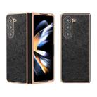 For Samsung Galaxy Z Fold5 Nano Plating Retro Litchi Texture PU Phone Case(Black) - 1