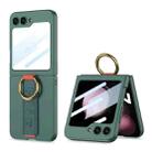 For Samsung Galaxy Z Flip5 GKK Integrated Ultrathin Shockproof Phone Case with Ring Wrist Strap(Green) - 1