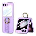 For Samsung Galaxy Z Flip5 GKK Integrated Ultrathin Shockproof Phone Case with Ring Wrist Strap(Purple) - 1