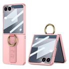 For Samsung Galaxy Z Flip7 5G GKK Integrated Ultrathin Shockproof Phone Case with Ring Wrist Strap(Pink) - 1