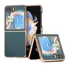 For Samsung Galaxy Z Flip5 Genuine Leather Luolai Series Nano Plating Phone Case(Dark Green) - 1