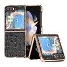 For Samsung Galaxy Z Flip5 Genuine Leather Ostrich Texture Series Nano Plating Phone Case(Black) - 1