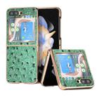 For Samsung Galaxy Z Flip5 Genuine Leather Ostrich Texture Series Nano Plating Phone Case(Green) - 1