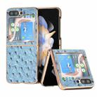 For Samsung Galaxy Z Flip5 Genuine Leather Ostrich Texture Series Nano Plating Phone Case(Blue) - 1