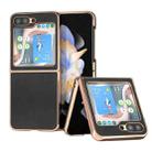 For Samsung Galaxy Z Flip5 Genuine Leather Xiaoya Series Nano Plating Phone Case(Black) - 1