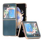 For Samsung Galaxy Z Flip5 Genuine Leather Xiaoya Series Nano Plating Phone Case(Dark Green) - 1