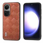 For OPPO Reno 10 / 10 Pro Global ABEEL Weave Plaid PU Phone Case(Brown) - 1