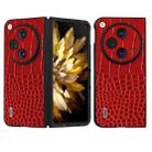 For OPPO Find N3 ABEEL Genuine Leather Crocodile Pattern Black Edge Phone Case(Red) - 1