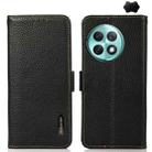 For OnePlus Ace 2 Pro KHAZNEH Side-Magnetic Litchi Genuine Leather RFID Phone Case(Black) - 1