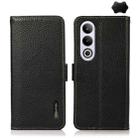 For OnePlus CE4 5G Global KHAZNEH Side-Magnetic Litchi Genuine Leather RFID Phone Case(Black) - 1