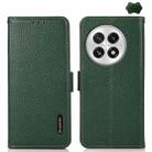 For OnePlus 13 KHAZNEH Side-Magnetic Litchi Genuine Leather RFID Phone Case(Green) - 1