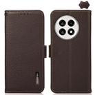 For OnePlus Ace 5 Pro / Ace 5 / 13R KHAZNEH Side-Magnetic Litchi Genuine Leather RFID Phone Case(Brown) - 1